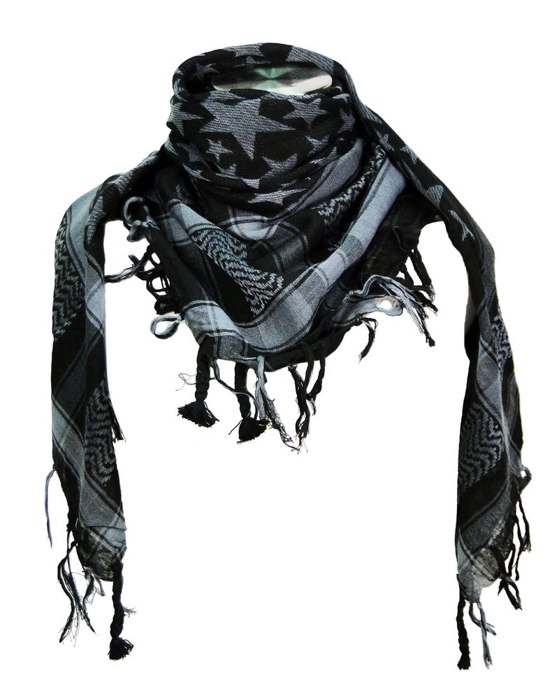 Tapp Collections Premium Star Pattern Shemagh Head Neck Scarf - Grey/Charcoal - Image 1